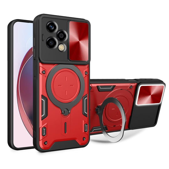 For Honor 200 Lite Global CD Texture Sliding Camshield Magnetic Holder Phone Case(Red)