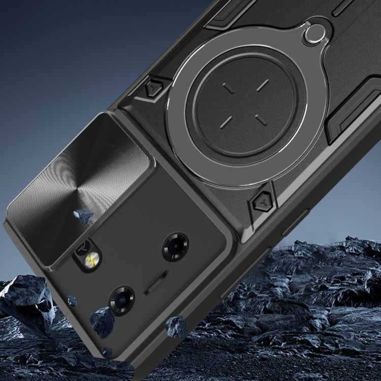 For Tecno Pova 5 CD Texture Sliding Camshield Magnetic Holder Phone Case(Red) by buy2fix