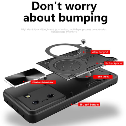 For Tecno Pova 5 CD Texture Sliding Camshield Magnetic Holder Phone Case(Purple) by buy2fix