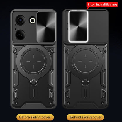 For Tecno Camon 20 4G / 20 Pro 4G CD Texture Sliding Camshield Magnetic Holder Phone Case(Black) by buy2fix