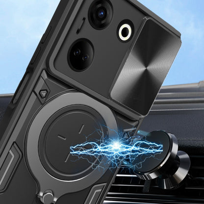 For Tecno Camon 20 4G / 20 Pro 4G CD Texture Sliding Camshield Magnetic Holder Phone Case(Blue) by buy2fix