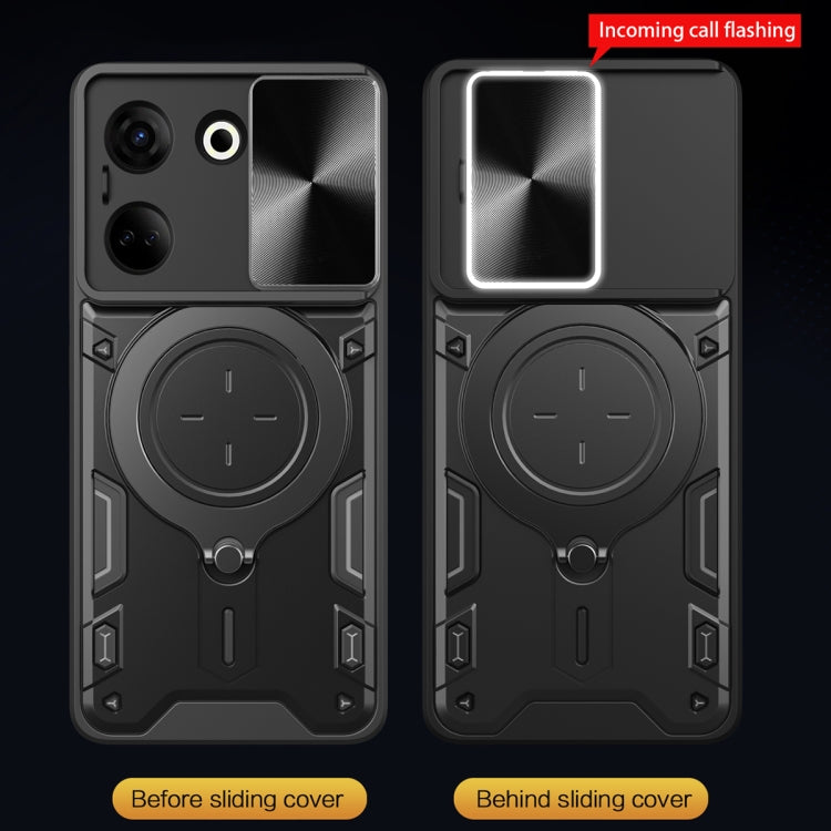 For Tecno Camon 20 4G / 20 Pro 4G CD Texture Sliding Camshield Magnetic Holder Phone Case(Blue) by buy2fix