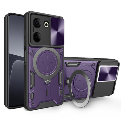 For Tecno Camon 20 4G / 20 Pro 4G CD Texture Sliding Camshield Magnetic Holder Phone Case(Purple) by buy2fix