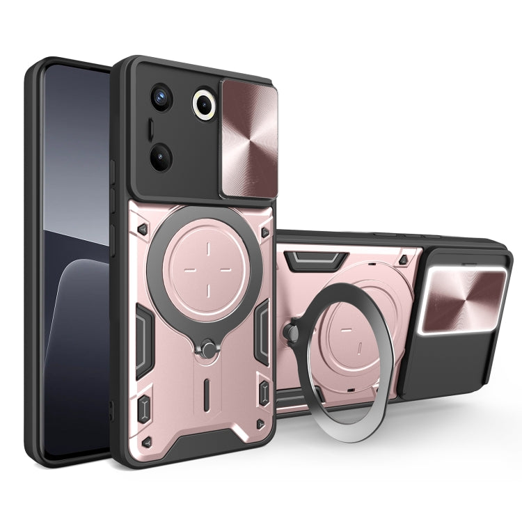 For Tecno Camon 20 Pro 5G CD Texture Sliding Camshield Magnetic Holder Phone Case(Pink) by buy2fix