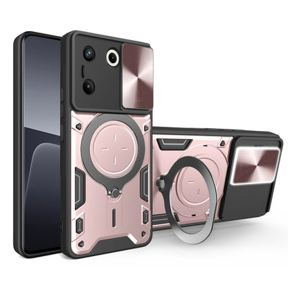 For Tecno Camon 20 Pro 5G CD Texture Sliding Camshield Magnetic Holder Phone Case(Pink) by buy2fix