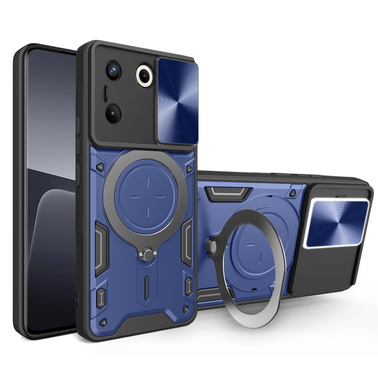 For Tecno Camon 20 Pro 5G CD Texture Sliding Camshield Magnetic Holder Phone Case(Blue) by buy2fix