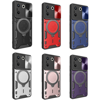 For Tecno Camon 20 Pro 5G CD Texture Sliding Camshield Magnetic Holder Phone Case(Purple) by buy2fix
