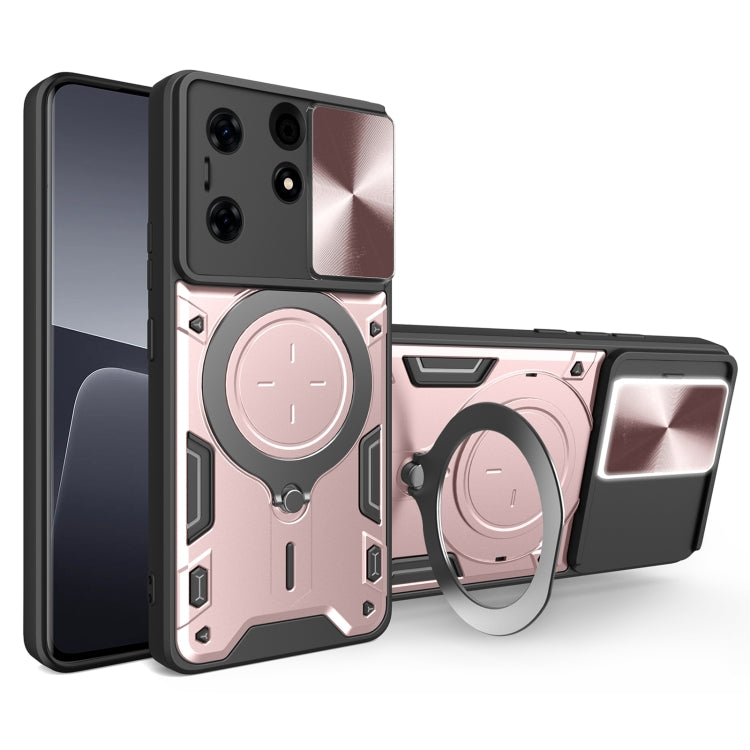 For Tecno Spark 10 Pro 4G CD Texture Sliding Camshield Magnetic Holder Phone Case(Pink) by buy2fix