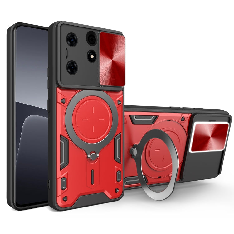 For Tecno Spark 10 Pro 4G CD Texture Sliding Camshield Magnetic Holder Phone Case(Red) by buy2fix