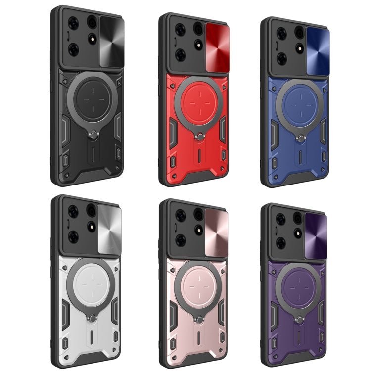 For Tecno Spark 10 Pro 4G CD Texture Sliding Camshield Magnetic Holder Phone Case(Red) by buy2fix