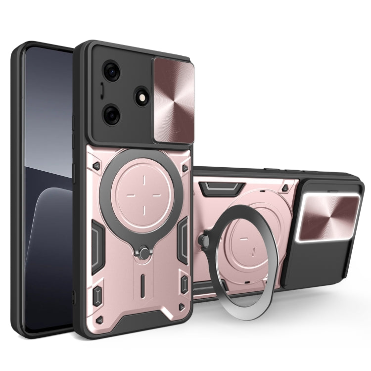 For Tecno Spark 10 / Spark 10C CD Texture Sliding Camshield Magnetic Holder Phone Case(Pink) by buy2fix