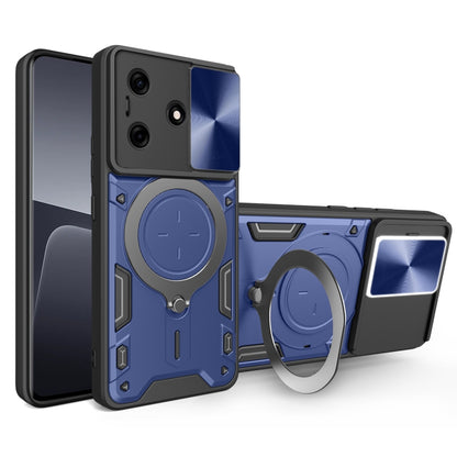 For Tecno Spark 10 / Spark 10C CD Texture Sliding Camshield Magnetic Holder Phone Case(Blue) by buy2fix