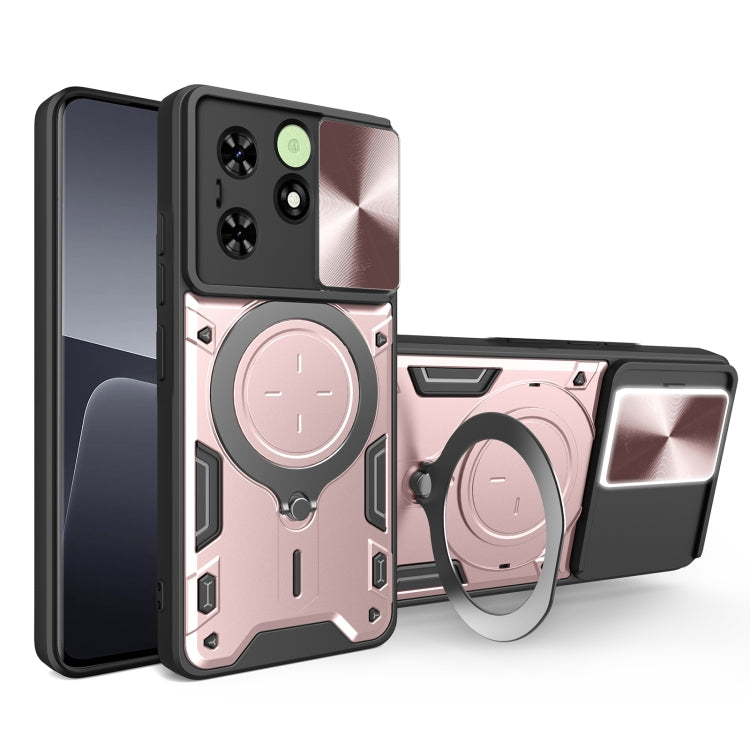 For Tecno Spark Go 2024/Spark 20 CD Texture Sliding Camshield Magnetic Holder Phone Case(Pink) by buy2fix