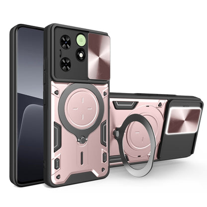 For Tecno Spark Go 2024/Spark 20 CD Texture Sliding Camshield Magnetic Holder Phone Case(Pink) by buy2fix