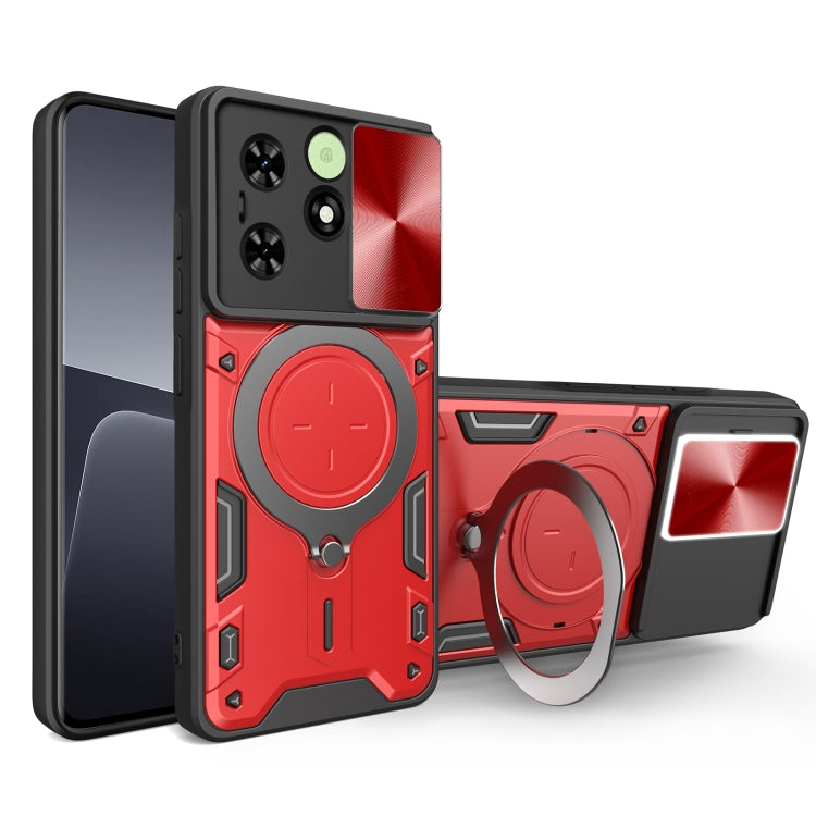 For Tecno Spark Go 2024/Spark 20 CD Texture Sliding Camshield Magnetic Holder Phone Case(Red) by buy2fix