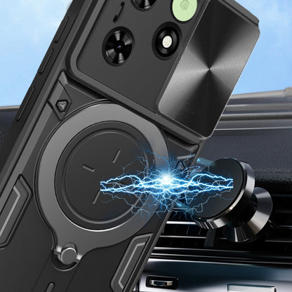 For Tecno Spark Go 2024/Spark 20 CD Texture Sliding Camshield Magnetic Holder Phone Case(Blue) by buy2fix