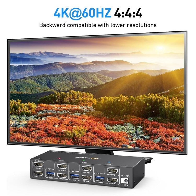 KC-KVM302AS 4K 60Hz USB3.0 / HDMI Dual Monitors KVM Switch - Switch by buy2fix | Online Shopping UK | buy2fix