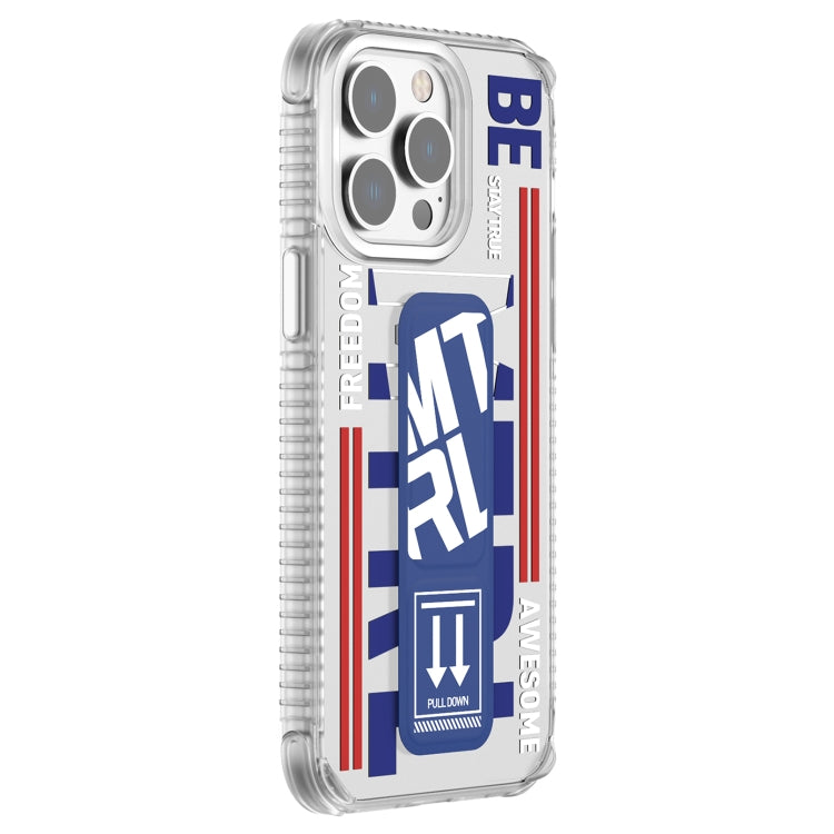 For iPhone 15 Pro Mutural Cyber Series TPU Phone Case with IML Stand(Blue) - iPhone 15 Pro Cases by Mutural | Online Shopping UK | buy2fix