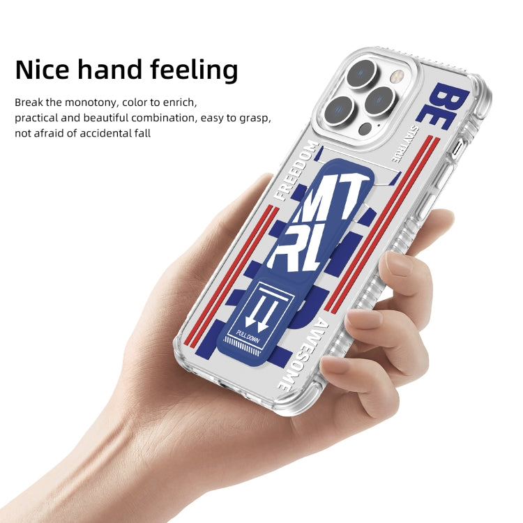 For iPhone 15 Pro Mutural Cyber Series TPU Phone Case with IML Stand(Blue) - iPhone 15 Pro Cases by Mutural | Online Shopping UK | buy2fix