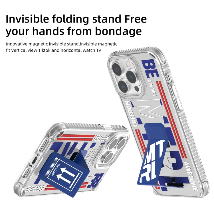 For iPhone 15 Pro Mutural Cyber Series TPU Phone Case with IML Stand(Blue) - iPhone 15 Pro Cases by Mutural | Online Shopping UK | buy2fix