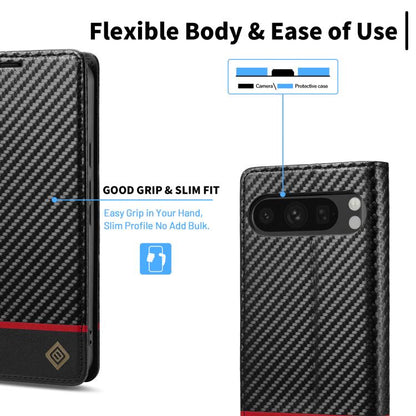 For Google Pixel 10 / 10 Pro LC.IMEEKE Carbon Fiber Leather Phone Case(Horizontal Black) - Google Cases by LC.IMEEKE | Online Shopping UK | buy2fix