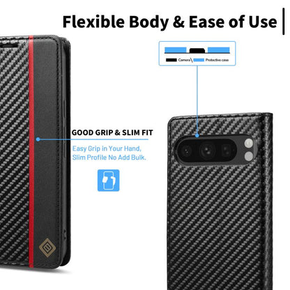 For Google Pixel 10 Pro XL LC.IMEEKE Carbon Fiber Leather Phone Case(Vertical Black) - Google Cases by LC.IMEEKE | Online Shopping UK | buy2fix
