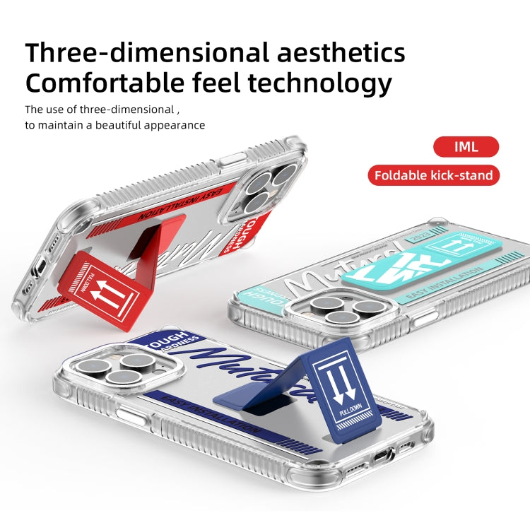 For iPhone 15 Pro Mutural Wing Flash Series TPU Phone Case with IML Stand(Blue) - iPhone 15 Pro Cases by Mutural | Online Shopping UK | buy2fix