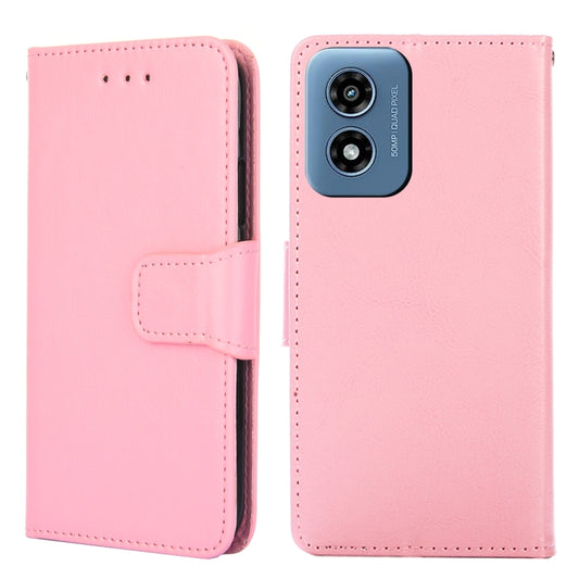 For Motorola Moto G Play 4G 2024 Crystal Texture Leather Phone Case(Pink) - Motorola Cases by buy2fix | Online Shopping UK | buy2fix