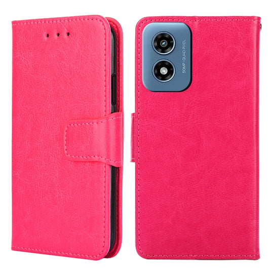 For Motorola Moto G Play 4G 2024 Crystal Texture Leather Phone Case(Rose Red) - Motorola Cases by buy2fix | Online Shopping UK | buy2fix
