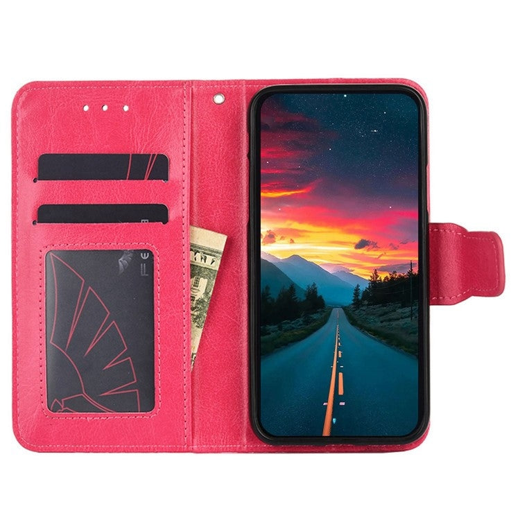 For Motorola Moto G Play 4G 2024 Crystal Texture Leather Phone Case(Rose Red) - Motorola Cases by buy2fix | Online Shopping UK | buy2fix