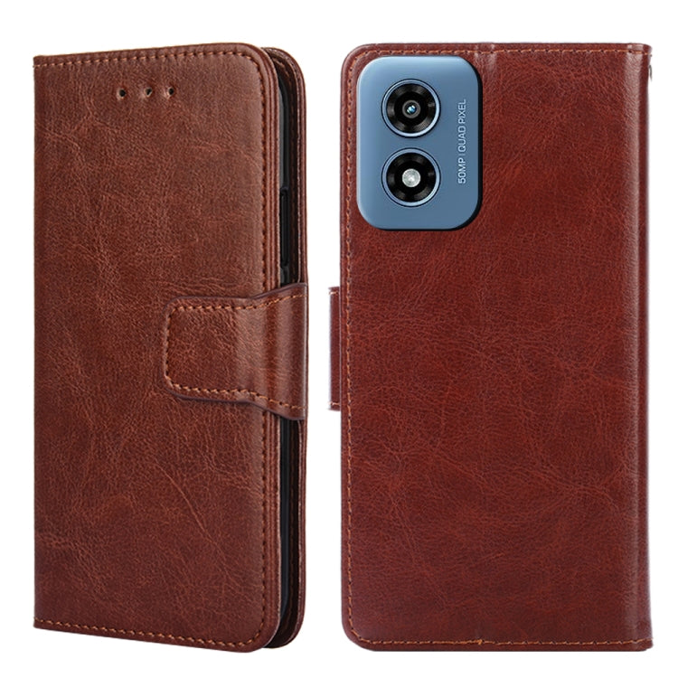 For Motorola Moto G Play 4G 2024 Crystal Texture Leather Phone Case(Brown) - Motorola Cases by buy2fix | Online Shopping UK | buy2fix