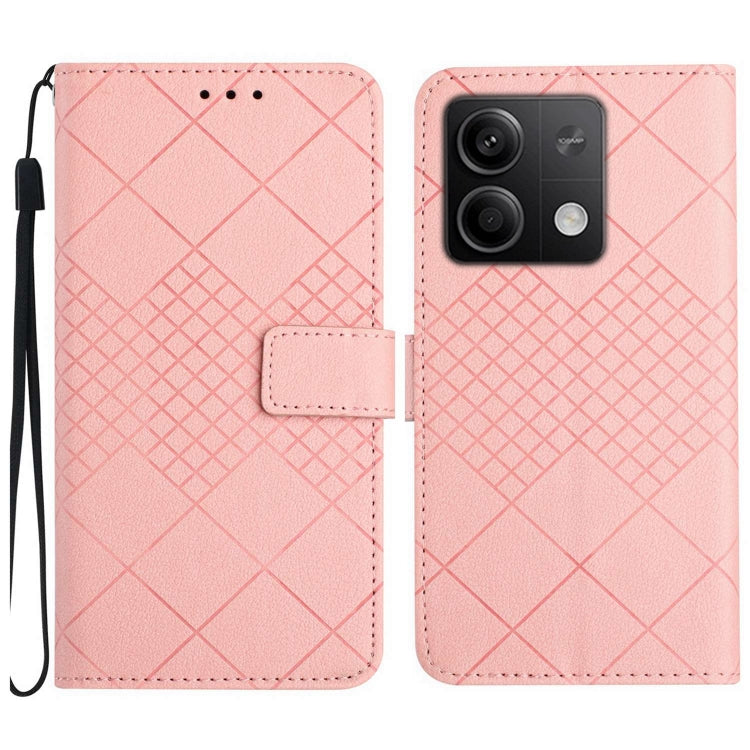 For Xiaomi Redmi Note 13 Pro 4G Global Rhombic Grid Texture Leather Phone Case(Pink) - Note 13 Pro Cases by buy2fix | Online Shopping UK | buy2fix