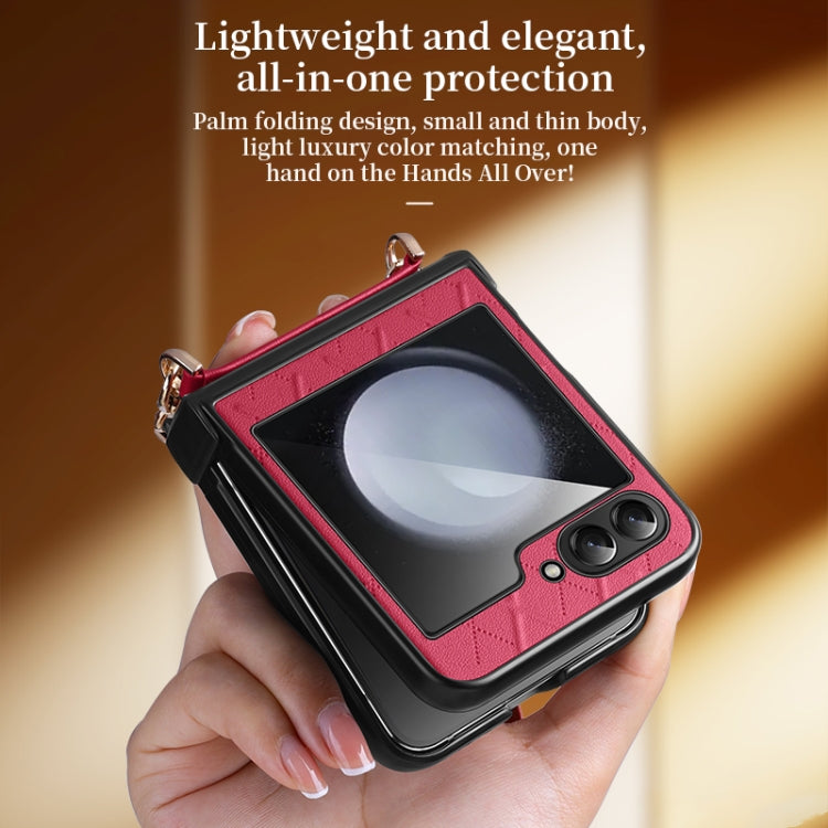 For Samsung Galaxy Z Flip6 / Flip7 FE SULADA Elegant Rhombic Texture Folding Phone Case with Lanyard(Green) - Galaxy Z Flip6 5G Cases by SULADA | Online Shopping UK | buy2fix