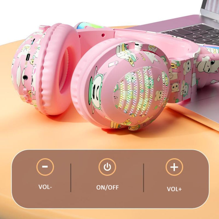VJ371 Tuya RGB Cat Ear Wireless Bluetooth Earphone with Detachable Microphone(Graffiti Powder) - Headset & Headphone by buy2fix | Online Shopping UK | buy2fix