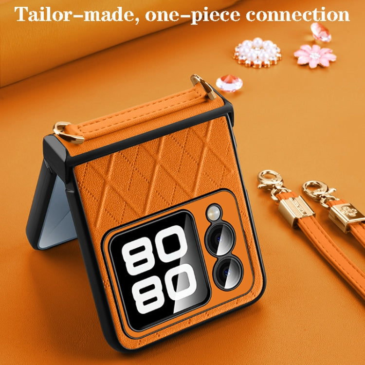 For Huawei nova Flip SULADA Elegant Rhombic Texture Folding Phone Case with Lanyard(Blue) - Huawei Cases by SULADA | Online Shopping UK | buy2fix