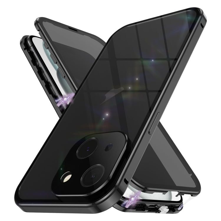 For iPhone 15 Anti-peeping Magnetic Double-sided Tempered Glass Phone Case(Black) by buy2fix