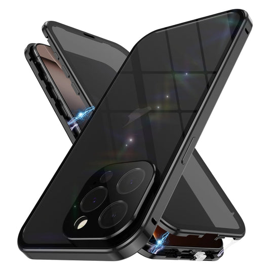 For iPhone 16 Pro Max Anti-peeping Magnetic Double-sided Tempered Glass Phone Case(Black) - iPhone 16 Pro Max Cases by buy2fix | Online Shopping UK | buy2fix