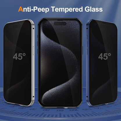 For iPhone 16 Plus Anti-peeping Magnetic Double-sided Tempered Glass Phone Case(Gold) - iPhone 16 Plus Cases by buy2fix | Online Shopping UK | buy2fix