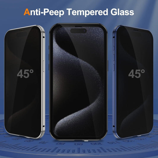 For iPhone 15 Plus Anti-peeping Magnetic Double-sided Tempered Glass Phone Case(Gold) by buy2fix