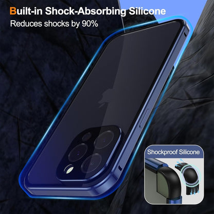 For iPhone 15 Anti-peeping Magnetic Double-sided Tempered Glass Phone Case(Grey) - iPhone 15 Cases by buy2fix | Online Shopping UK | buy2fix