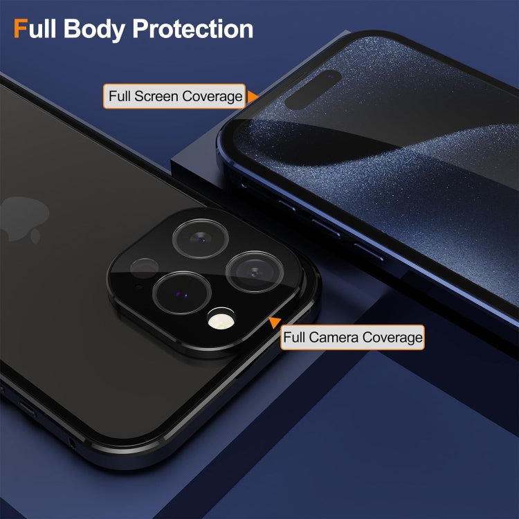 For iPhone 15 Pro Anti-peeping Magnetic Double-sided Tempered Glass Phone Case(Black) - iPhone 15 Pro Cases by buy2fix | Online Shopping UK | buy2fix