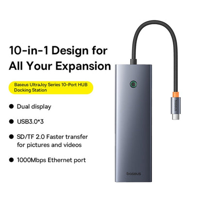 Baseus BS-OH161 UltraJoy Series 10 in 1 USB-C / Type-C Port HUB Docking Station(Space Grey) - USB HUB by Baseus | Online Shopping UK | buy2fix