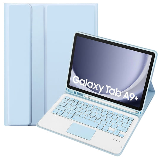 For Samsung Galaxy Tab A9+ X210/X215/X215 A09B-A Candy Color TPU Touch Bluetooth Keyboard Leather Tablet Case with Pen Holder(Ice Blue) by buy2fix