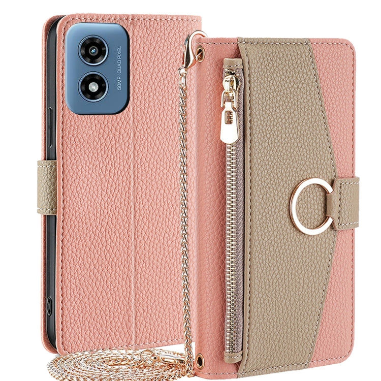 For Motorola Moto G Play 4G 2024 Crossbody Litchi Texture Leather Phone Case(Pink) - Motorola Cases by buy2fix | Online Shopping UK | buy2fix