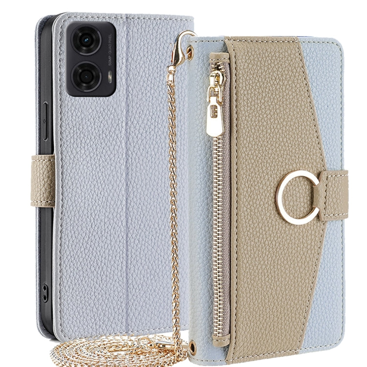 For Motorola Moto G24 4G Crossbody Litchi Texture Leather Phone Case(Blue) - Motorola Cases by buy2fix | Online Shopping UK | buy2fix