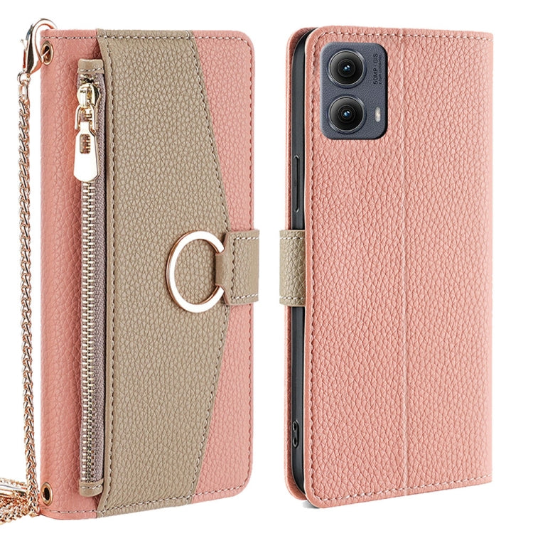 For Motorola Edge 5G 2024 Crossbody Litchi Texture Leather Phone Case(Pink) by buy2fix