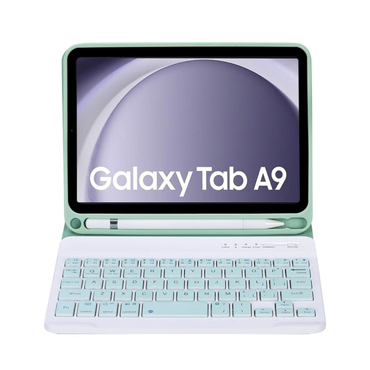 For Samsung Galaxy Tab A9 X110/X115 A221B Candy Color TPU Bluetooth Keyboard Leather Tablet Case with Pen Holder(Light Green) by buy2fix