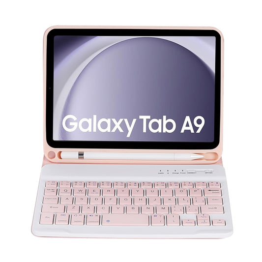 For Samsung Galaxy Tab A9 X110/X115 A221B Candy Color TPU Bluetooth Keyboard Leather Tablet Case with Pen Holder(Pink) by buy2fix