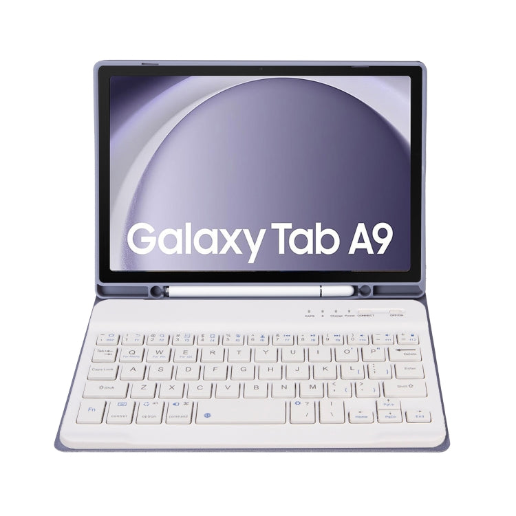 For Samsung Galaxy Tab A9 X110/X115 A221B Candy Color TPU Bluetooth Keyboard Leather Tablet Case with Pen Holder(Purple) by buy2fix