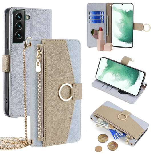 For Samsung Galaxy S22+ 5G Crossbody Litchi Texture Leather Phone Case(Blue)